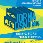 Inscrições para o Prêmio ALPB de Jornalismo se encerram nesta sexta